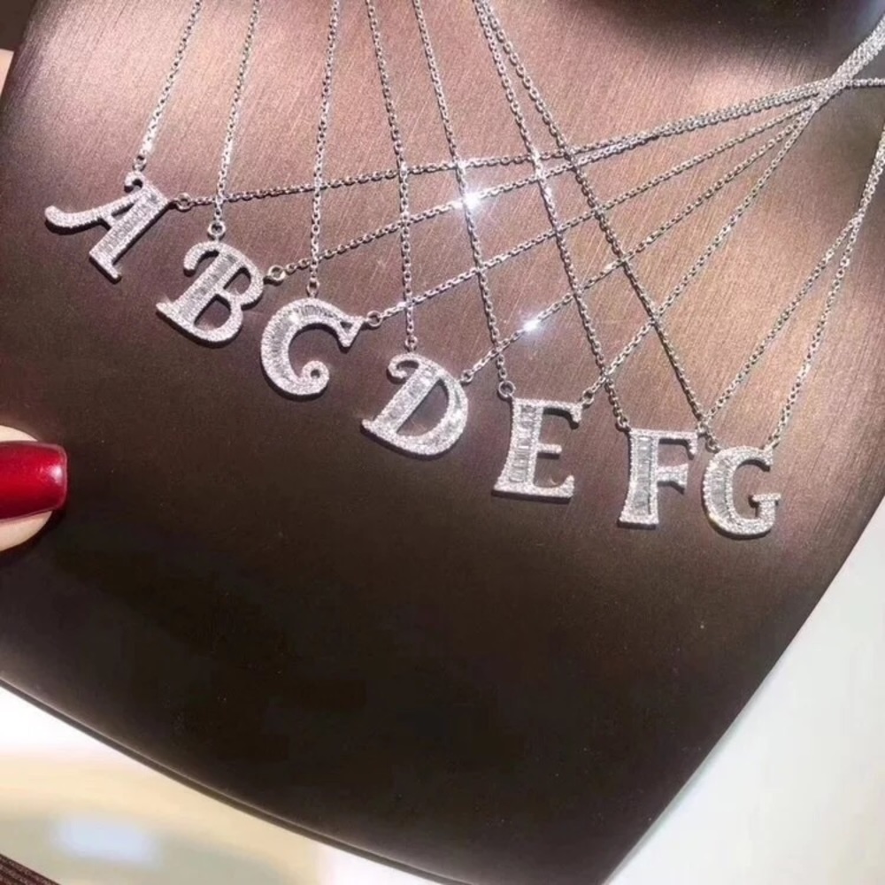 925 Stamped Sterling Silver Letter Necklace - Picture 8 of 8
